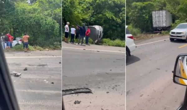 Grave acidente envolvendo três veículos deixa uma pessoa morta na BR-343