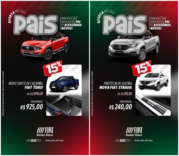Fiat Santa em Floriano: Celebre o m&ecirc;s dos pais com ofertas imperd&iacute;veis em acess&oacute;rios automotivos.(Imagem:Divulga&ccedil;&atilde;o)