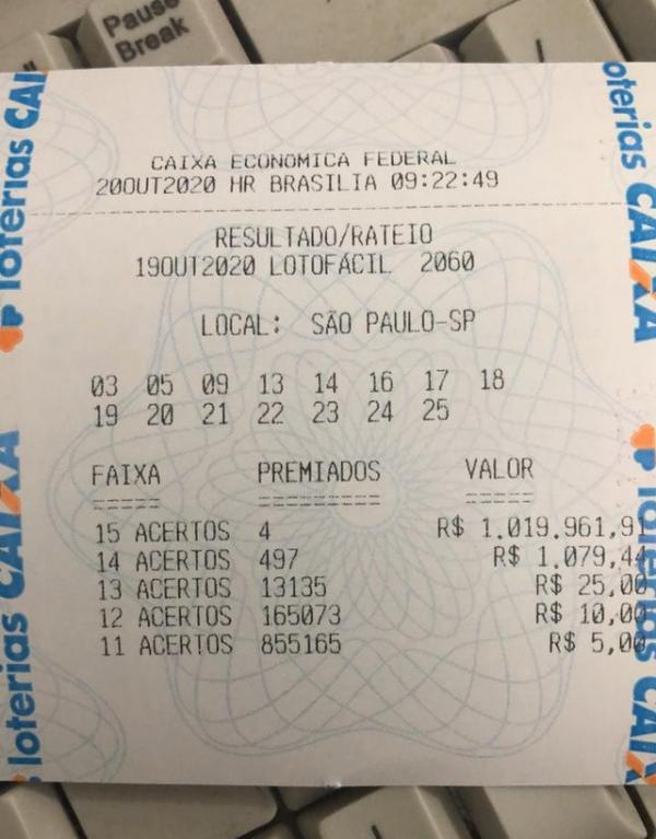 Apostador de Teresina ganha R$ 1 milh&atilde;o na Lotof&aacute;cil.(Imagem:Arquivo Pessoal / Whellya Campelo)