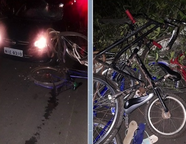 Carro atropela ciclistas e sete pessoas ficam feridas na BR-343 em Buriti dos Lopes