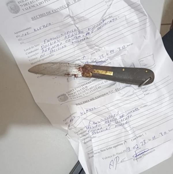  Canivete utilizado em crime de feminic&iacute;dio em Inhuma, no Piau&iacute;.(Imagem: Divulga&ccedil;&atilde;o/PM-PI )