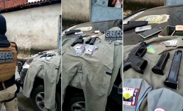Homem é preso com armas, motos roubadas e farda da Polícia Militar do Piauí na Zona Norte de Teresin