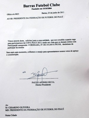 Quarto time da Copa Piauí, Barras faz planos e sonda treinador para torneio