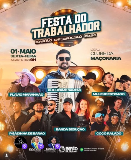 Prefeitura de Barão de Grajaú prepara festa em homenagem ao Dia do Trabalhador no dia 1º de maio