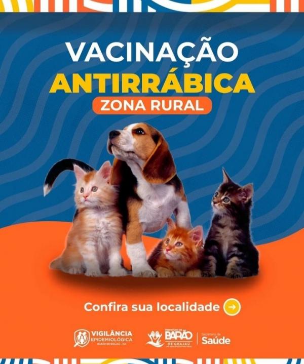 Campanha de vacinação antirrábica na zona rural de Barão de Grajaú terá início nesta quinta (1º)