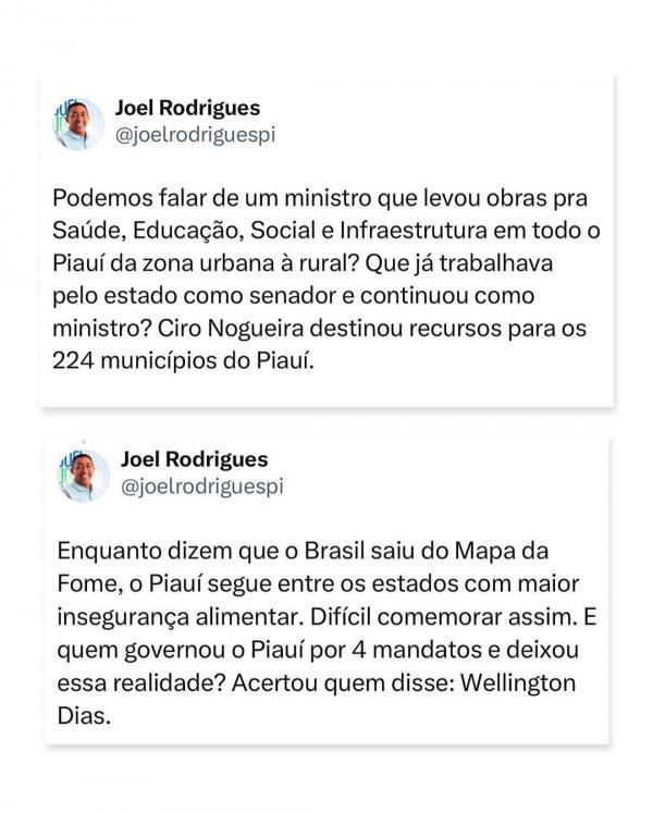Joel Rodrigues enaltece atua&ccedil;&atilde;o de Ciro Nogueira como ministro.(Imagem:Reprodu&ccedil;&atilde;o)