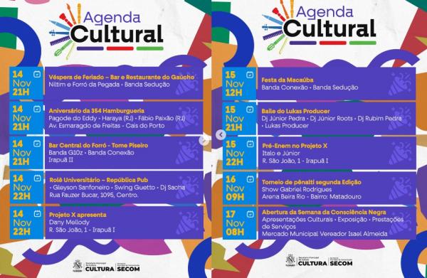 Floriano divulga Agenda Cultural do fim de semana com atra&ccedil;&otilde;es para todos os gostos(Imagem:Reprodu&ccedil;&atilde;o/Instagram)