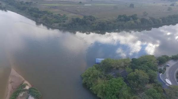  Imagem a&eacute;rea do encontro dos rios Poty e Parna&iacute;ba, em Teresina, Piau&iacute;, em 16 de agosto de 2021.(Imagem:Magno Bonfim/ TV Clube )