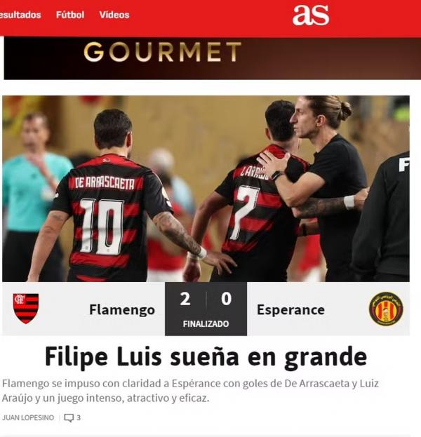Jornal elogia Flamengo e Filipe Luís em estreia na Copa do Mundo de Clubes: "Cuidado, Chelsea!"