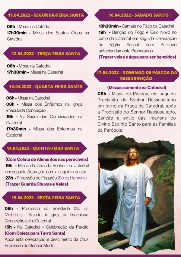 Programa&ccedil;&atilde;o Semana Santa(Imagem:Divulga&ccedil;&atilde;o)