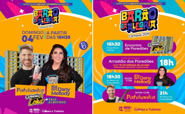Bar&atilde;o da Alegria 2024: Confira a programa&ccedil;&atilde;o do Melhor Z&eacute; Pereira da regi&atilde;o.(Imagem:Divulga&ccedil;&atilde;o)