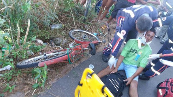 Ciclista foi encaminhado com ferimentos leves ao  Hospital de Urg&ecirc;ncia de Teresina (HUT). (Imagem:Divulga&ccedil;&atilde;o)