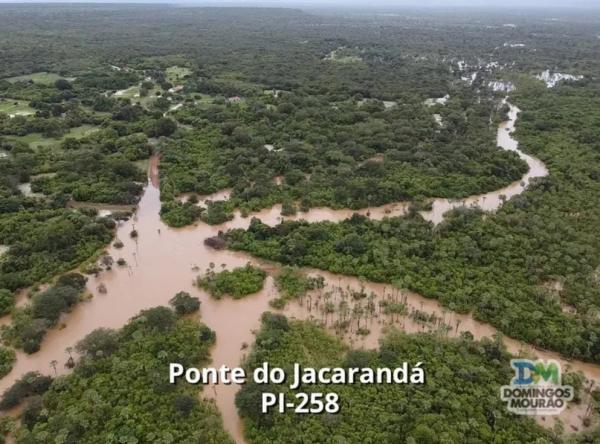  Cidade de Domingos Mour&atilde;o (PI) ap&oacute;s as fortes chuvas.(Imagem:Divulga&ccedil;&atilde;o/Prefeitura de Domingos Mour&atilde;o )