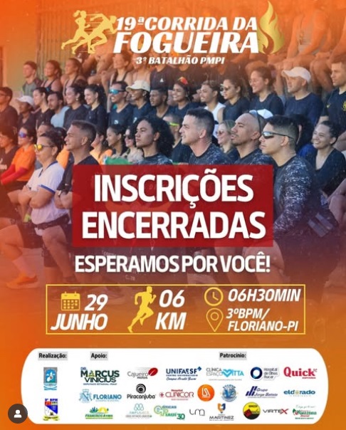 Inscrições encerradas! 3º BPM de Floriano agradece e promete uma Corrida da Fogueira inesquecível