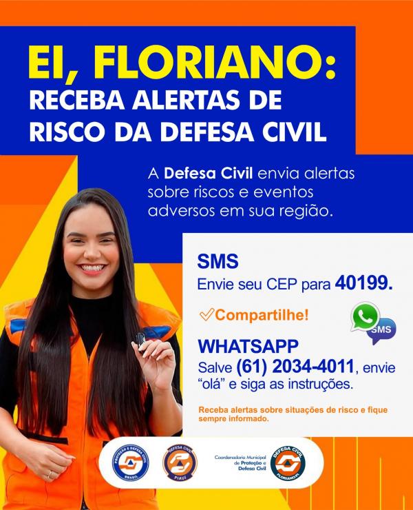 Defesa Civil disponibiliza alertas de risco para moradores de Floriano
