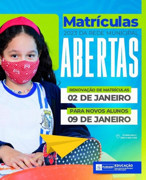 Iniciadas as matrículas das escolas municipais de Floriano