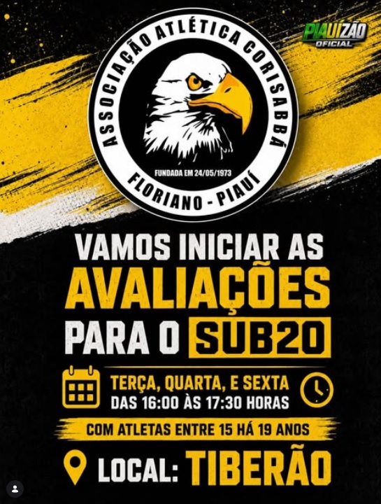 Corisabbá abre avaliações para equipe Sub-20 e busca novos talentos em Floriano