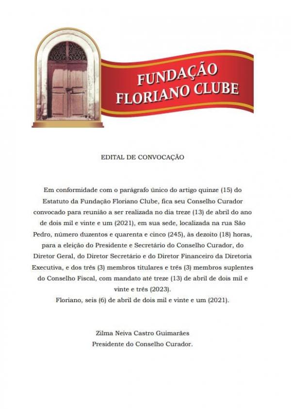 Edital de convocação: Floriano Clube convoca Conselho para reunião