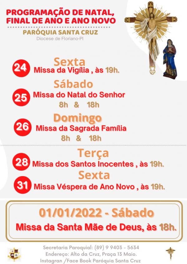 Par&oacute;quia de Santa Cruz divulga programa&ccedil;&atilde;o especial para o Natal e Ano Novo(Imagem:Divulga&ccedil;&atilde;o)