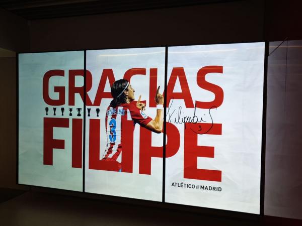 Atl&eacute;tico de Madrid fez imagem de agradecimento a Filipe Lu&iacute;s.(Imagem:Fernando Kallas)