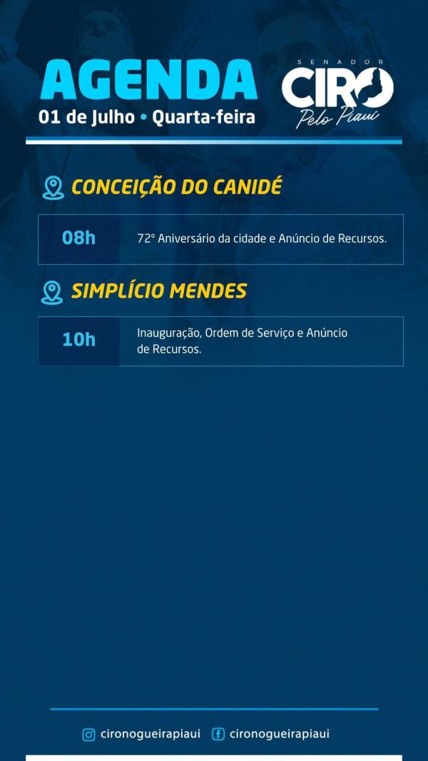Senador Ciro Nogueira cumpre agenda nesta quarta (1&ordm;)(Imagem:Ascom)