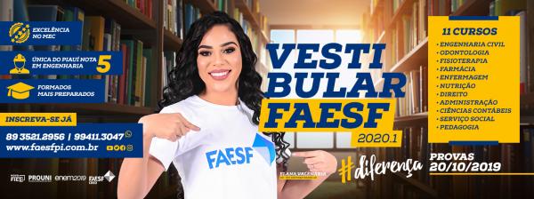 FAESF: Inscrições abertas para o Vestibular 2020.1