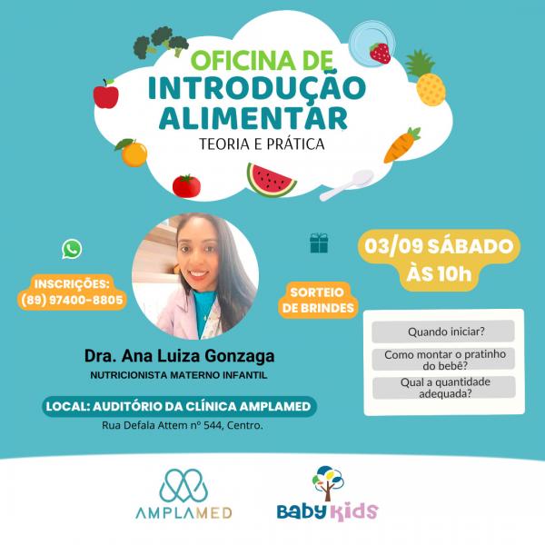 Clínica Amplamed promove "Oficina de Introdução Alimentar" no dia 03/09