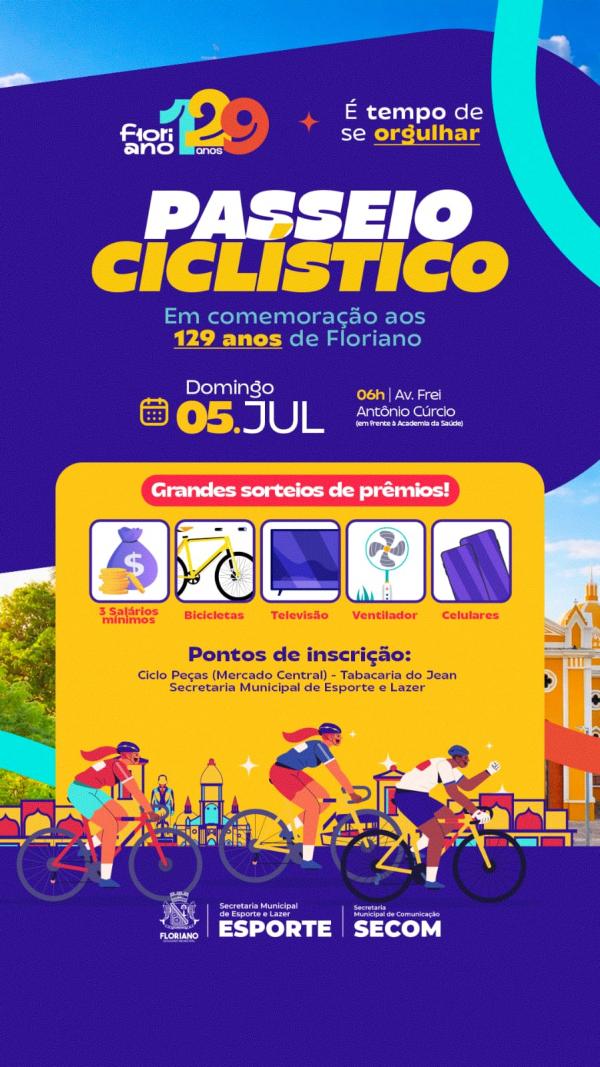 Passeio ciclístico em comemoração aos 129 anos de Floriano está com inscrições abertas
