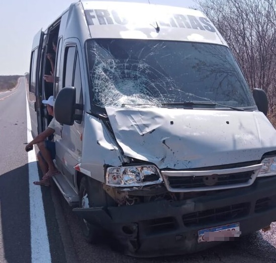 Motociclista morre após colidir com van de passageiros na BR-316