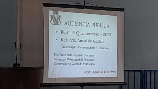 C&acirc;mara de Floriano &eacute; palco de audi&ecirc;ncia p&uacute;blica para presta&ccedil;&atilde;o de contas da Prefeitura Municipal.(Imagem:CMF)