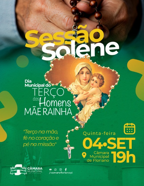 Câmara de Floriano realizará Sessão Solene em homenagem ao Dia Municipal do Terço dos Homens