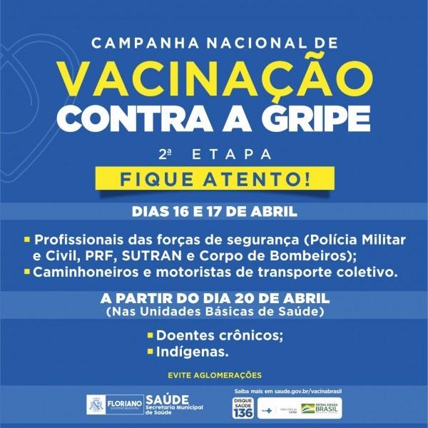 Vacina da gripe chega aos posto de saúde de Floriano na segunda-feira
