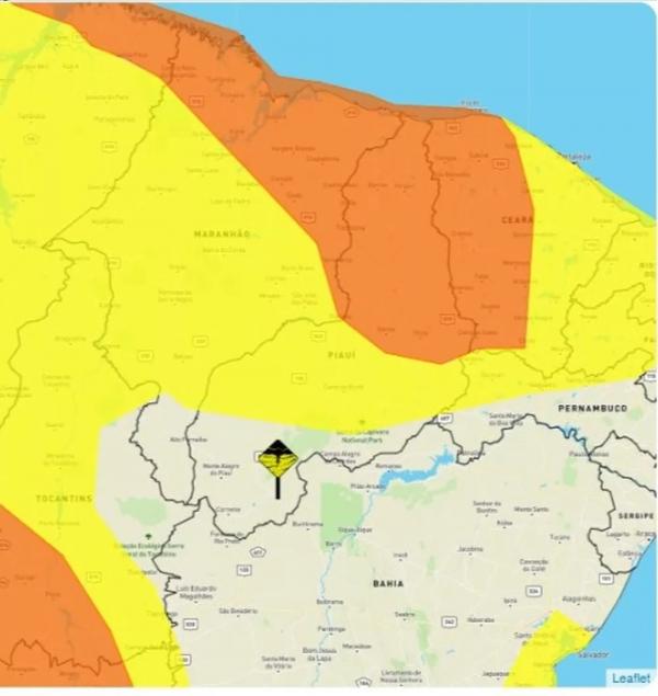  Inmet mant&eacute;m cidades do Piau&iacute; em alerta laranja e amarelo para chuvas intensas.(Imagem:Reprodu&ccedil;&atilde;o/ site Inmet )
