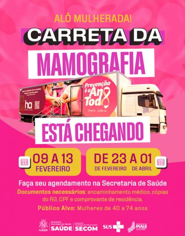 Carreta da Mamografia oferece exames gratuitos em Floriano