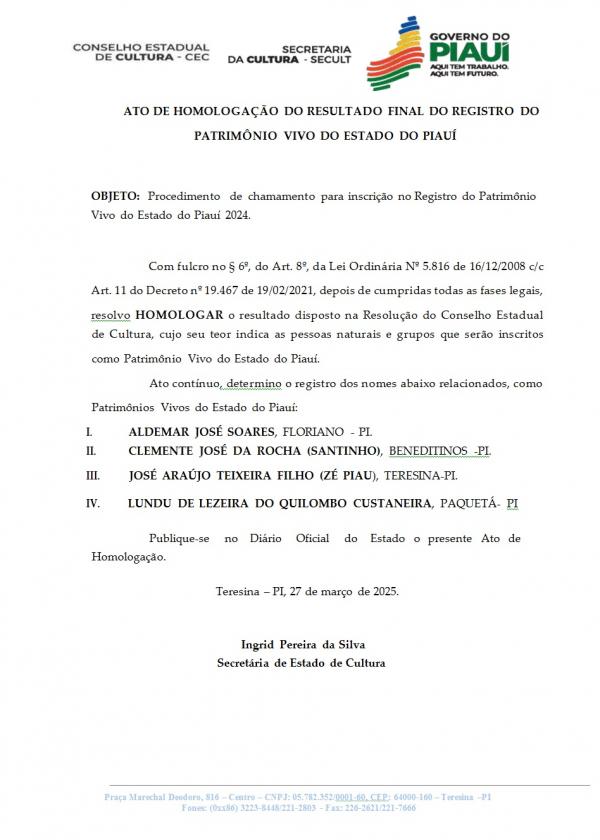 Ato de homologa&ccedil;&atilde;o(Imagem:Divulga&ccedil;&atilde;o)