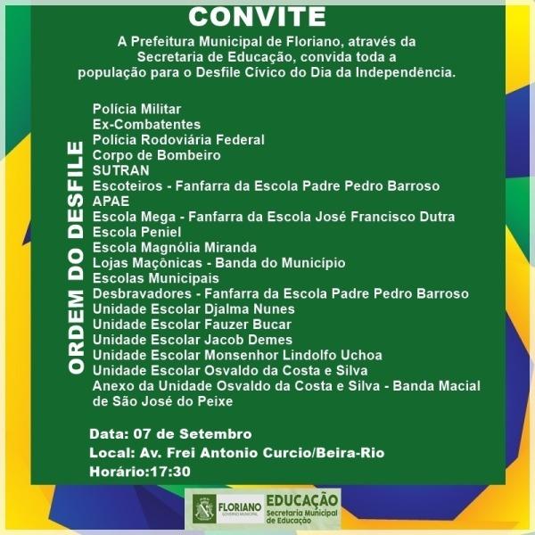 Ordem do desfile(Imagem:Divulga&ccedil;&atilde;o)