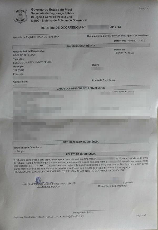 Cinco estudantes denunciam assédio sexual de professor em escola particular no Piauí