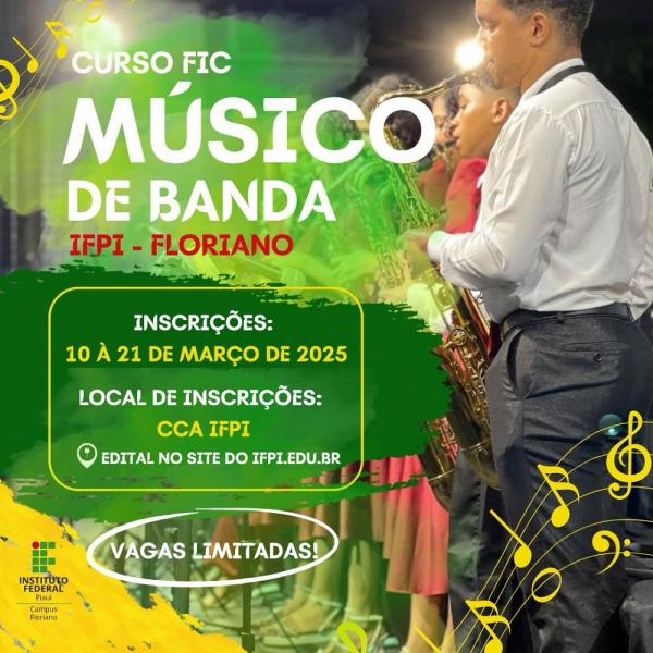 Campus Floriano abre inscrições para curso de Formação Inicial e Continuada em Músico de Banda