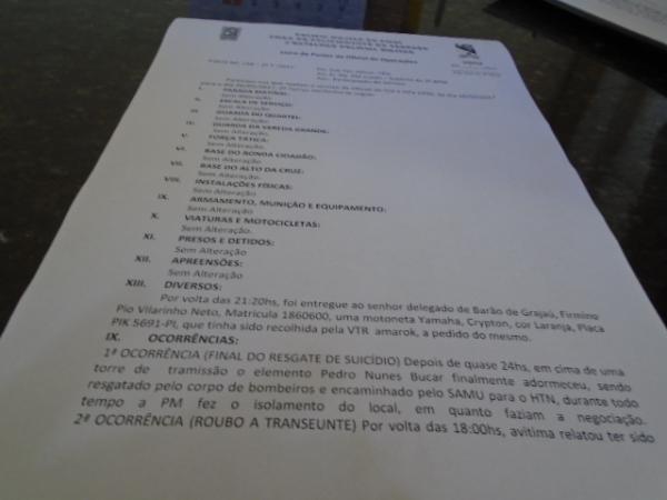 Boletim de Ocorr&ecirc;ncia (Imagem:Floriano News)