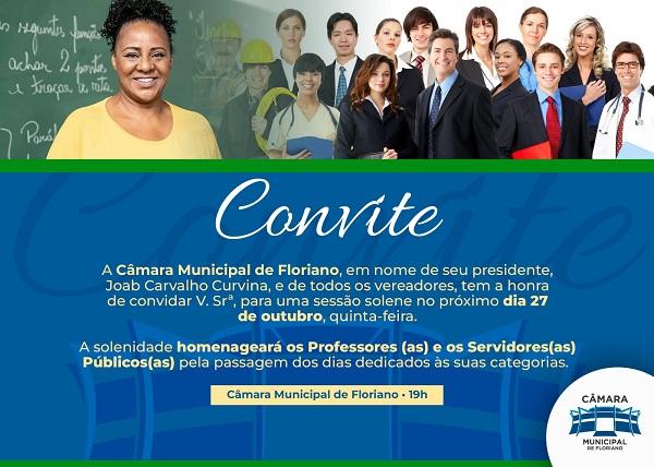 Convite: Câmara Municipal realizará sessão solene em homenagem à Professores e Servidores Públicos
