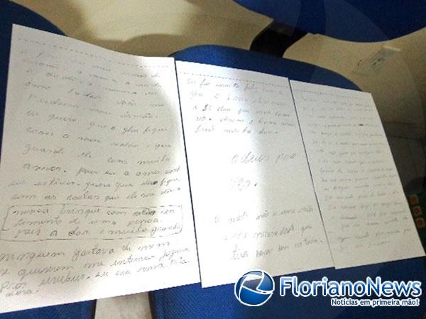 Carta escrita por Daiane antes do su&iacute;cidio.(Imagem:FlorianoNews)