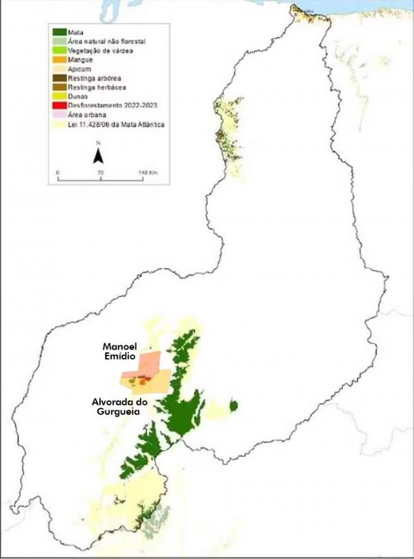 95% da devasta&ccedil;&atilde;o da Mata Atl&acirc;ntica no Piau&iacute; aconteceu em dois munic&iacute;pios.(Imagem:SOS Mata At&acirc;ntica - Adelmo Paix&atilde;o/g1)
