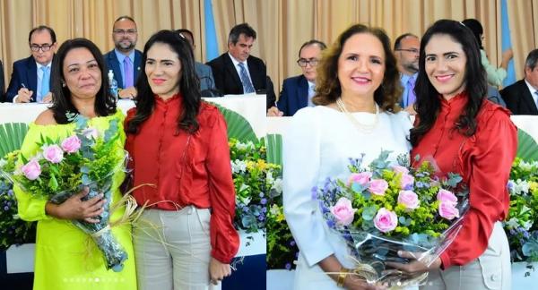 A primeira-dama que saiu, M&aacute;rcia Rodrigues, e a que entrou, Carm&eacute;lia Atem.(Imagem:Reprodu&ccedil;&atilde;o/Instagram)