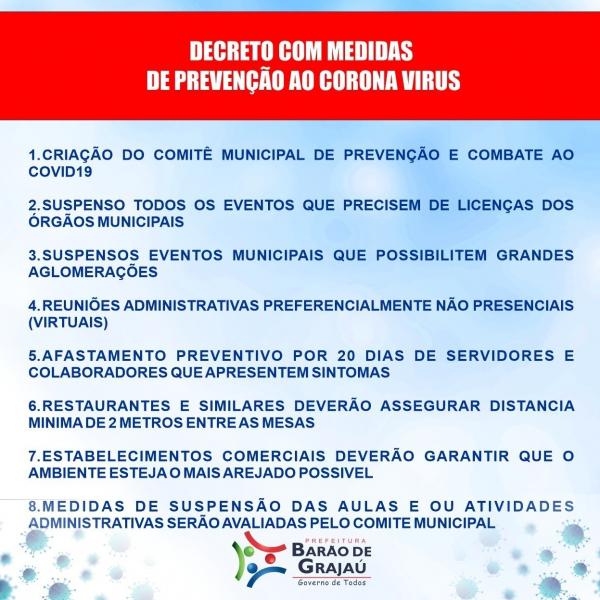 Decreto com medidas de preven&ccedil;&atilde;o ao coronav&iacute;rus(Imagem:Divulga&ccedil;&atilde;o)