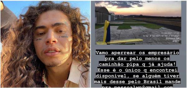 Whindersson Nunes envia avião para ajudar no combate aos incêndios no Piauí