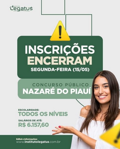 Inscrições para concurso público em Nazaré do Piauí vão somente até 15 de maio