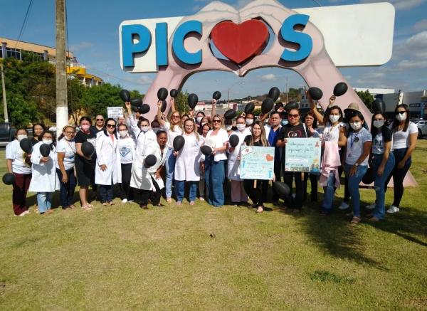  Profissionais da enfermagem fazem protestos no Piau&iacute; contra suspens&atilde;o da lei do piso salarial da categoria.(Imagem: Ant&ocirc;nio Rocha/TV Clube )