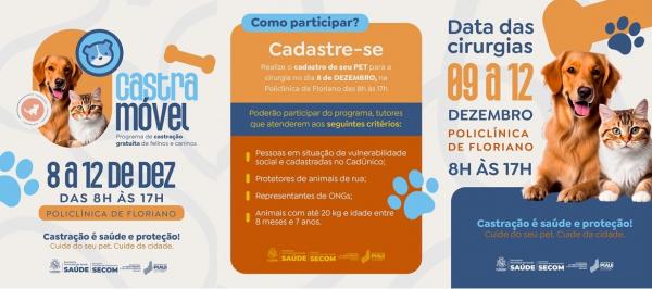 Castram&oacute;vel chega a Floriano com servi&ccedil;o gratuito de castra&ccedil;&atilde;o para c&atilde;es e gatos(Imagem:Secom)