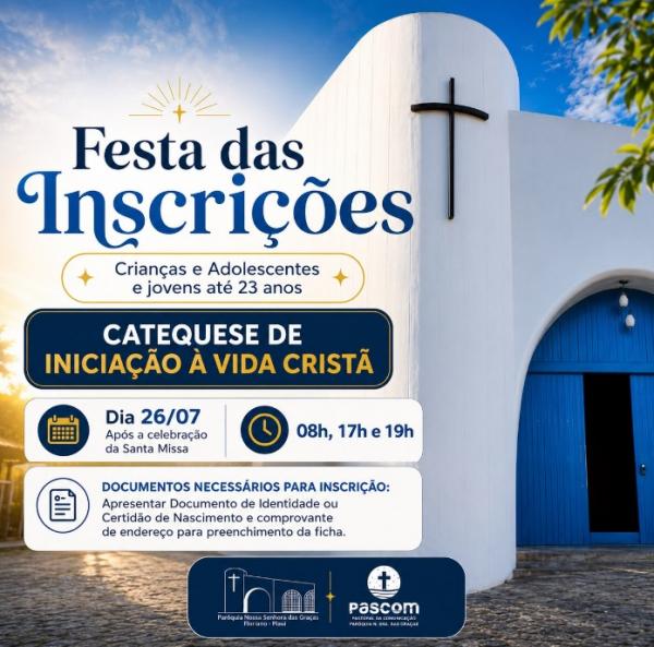 Paróquia Nossa Senhora das Graças abre inscrições para a Catequese de Iniciação à Vida Cristã