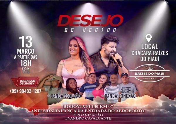 Banda Desejo de Menina se apresenta neste domingo em Floriano(Imagem:Divulga&ccedil;&atilde;o)
